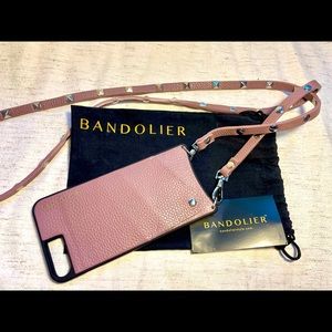 Bandolier phone purse iPhone 8 in light purple.
